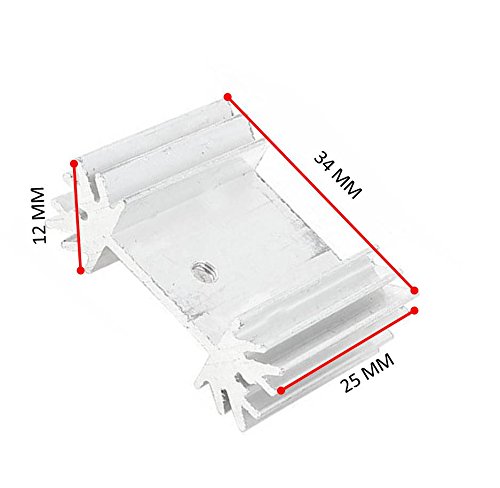 Easycargo 10 PCs To-220 Aluminium Heatsink 25x34x12mm,TO220 Silver Tone heat sink for cooling MOSFET SCR Power Voltage Regulator ICs