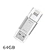 [Apple MFi Certified] USB 3.0 Flash Drive for iPhone iPad, GMYLE Mini External Storage Memory Expansion USB Stick with Lightning Connector (64GB) (Silver)