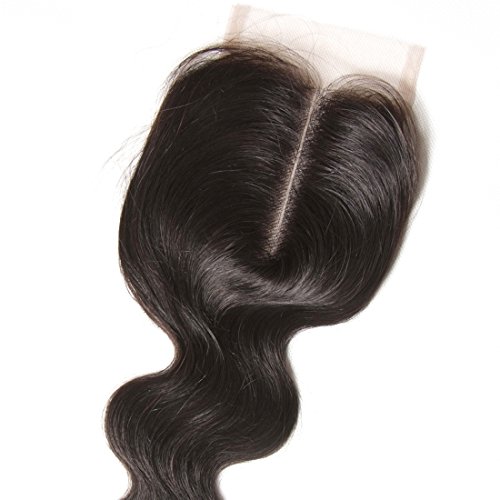 B&F Hair Brazilian Virgin Hair 1piece Body Wave Middle Part Lace Closure 100% Human Hair Natural Color 30-35g/pc (16inch Closure)