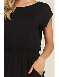 Annabelle - Vestido largo para mujer, cuello redondo, manga corta, cintura elástica, tallas S-3XL