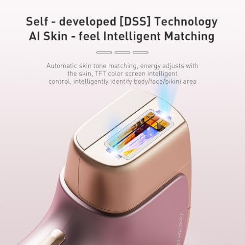 KinseiBeauty T36 Laser Hair Removal with Ice Cooling Painless Hair Removal for Women,10 Energy Levels and 999,999 Flashes, Hair Removal Device for Whole Body with 1*Bikini+1*Face+1*HR Lamp, Pink