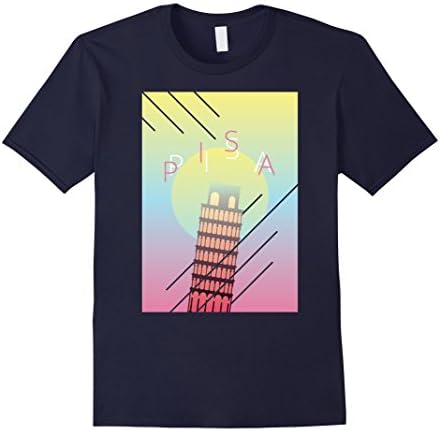 Mens Pisa Italy Leaning Tower Travel Poster T-Shirt Medium Navy