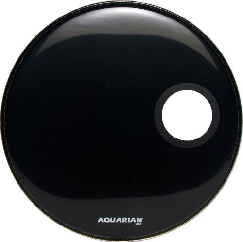 Aquarian Drumheads SMPTCC20BK Offset Ported Bass 20-inch Bass Drum Head, gloss black - Thumbnail 2