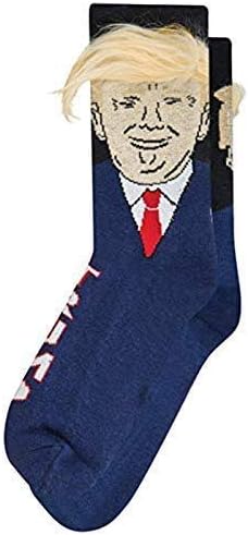 Chewing Gummy Poodle - Trump Hair Socks Trump With Hair Crew Socks Exclusive Adult Navy Sending American Flag Badge And Comb