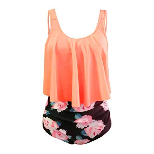Bikini for Women High Waisted Swimsuits Tummy Control Two Piece Tankini Ruffled Top with Swim Bottom Bathing Suits