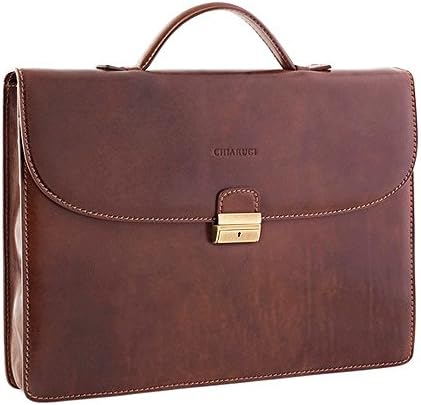 Chiarugi Italian Leather Slim Briefcase (brown)