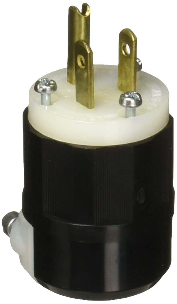 Photo 1 of Leviton 5266-C Black-White, 15 Amp, 125 Volt, Industrial Grade, Plug, Straight Blade, Grounding, 1 Pack