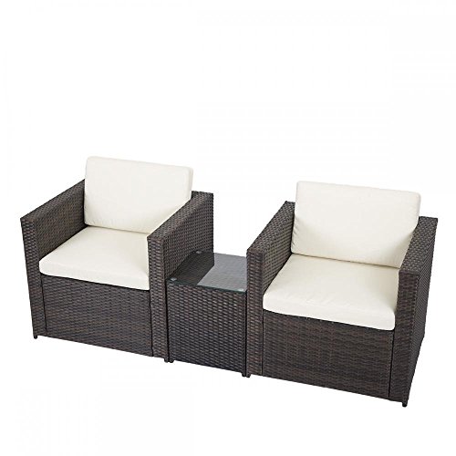 3 PCS Outdoor Patio Sofa Set Sectional Furniture PE Wicker Rattan Deck Couch