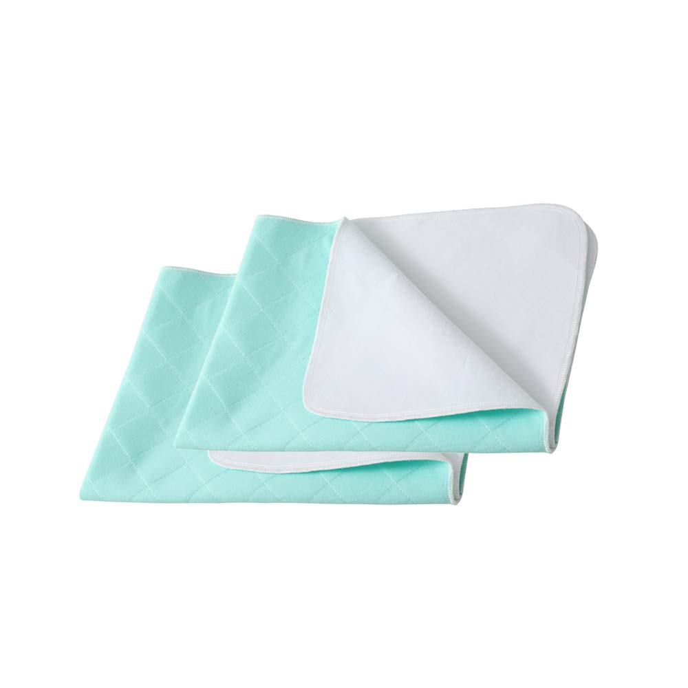 Beedsooth Washable Premium Incontinence Bed Pad for Adults or Children with Bed wetting Super Absorbent Bed Protection Draw Sheets Green - 2 Pack (70×90cm)