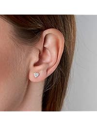 Olivia's Collection - Pendientes de tuerca de oro de 14 quilates y circonita cúbica con varias formas, Oro blanco y amarillo