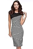 Eshion Women Striped Sleeveless Wear to Work Office Pencil Dress