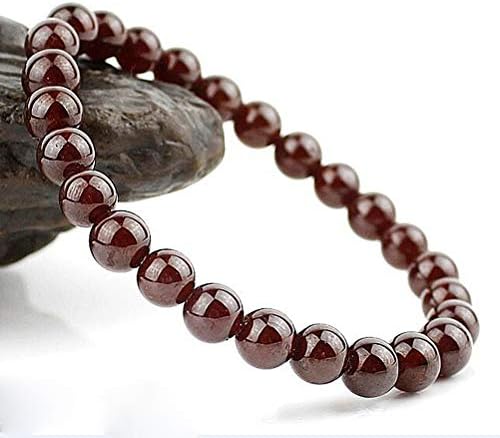 YALIMAMA Fashion Pure Natural Garnet Bracelet， Jewelry Gemstone Round Beads Bracelet，