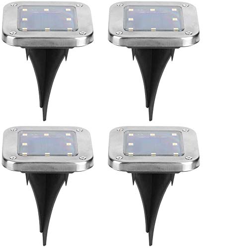 4pcs Solar Underground Light, Cool White Light Outdoor Waterproof Decorative Street Light with 32LED and One Key Switch, for Outdoor Courtyard, Garden, Pathway Decor