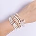 RareLove Bohemian White Beaded Bracelet Stretch Wrap Bangle With Charms Shells Round Layered