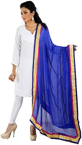 Women's Ethnic Designer Stole Nazmeen Fabric Digital Embellished Blue Dupatta
