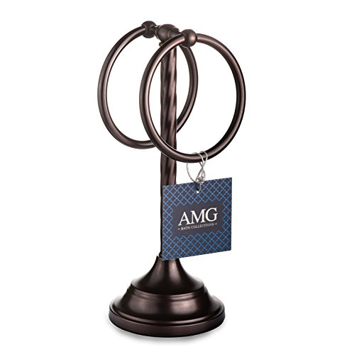 AMG and Enchante Accessories Free Standing Fingertip Hand Towel Ring Modern Spiral Holder Tree Rack, TT100002 ORB, Oil Rubbed Bronze - Thumbnail 3
