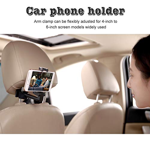 Jteman Car Headrest Hook Phone Holder with Universal Car Hook,2 in 1 Car Hook Mobile Phone Bracket for Hanging Bag, Purse,Cloth,Umbrella, Grocery - Set of 2 (Black)