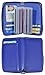Yeeasy 25 Card Slots Credit Card Wallet Holder Bifold Wallet Genuine Leather (Blue)