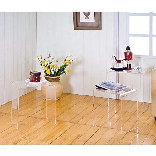 Pure Dcor Pure Decor Acrylic Nesting Tables, Set of 3, 18hx17wx11.5, Clear