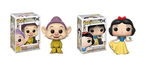 Funko POP! Disney's Snow White and the Seven Dwarfs Dopey Dwarf and Princess Snow White Toy Action Figure - 2 POP BUNDLE