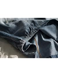 Flygo damaes Casual Elástico Cintura Botón Delantero A-Line Midi Largo Falda Denim Frontal Ranura Bolsillos
