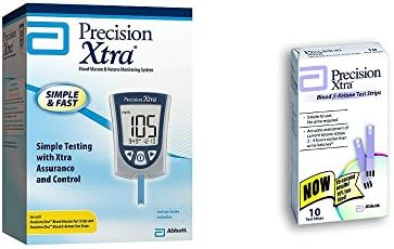 Precision Xtra Blood Glucose & Ketone Monitoring System Bundle with 10 Precision Xtra Ketone Test Strips