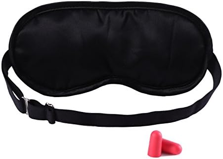 MINSOFT Blackout Natural Silk Sleep Mask,Soft Light Blocking Sleeping Eye Mask with Ear Plug Set for Travel, Nap, Shift Work, Blindfold with Adjustable Strap for Women,Men