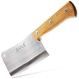 Meat Cleaver, Heavy Duty Knife with Solid Wood Handle (Stainless Steel, 8-In)