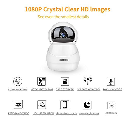 (Pro) Home Wireless IP Camera Haichendz 1080P HD WiFi Indoor Security Surveillance System Pan/Tilt Two-Way Audio & Night Vision Baby/Elder/Pet/Nanny Monitor … (White) (White No Card) - Thumbnail 2