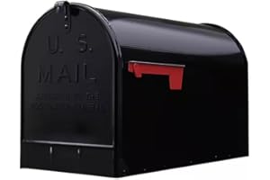 Plexon Jumbo Size Rural Mailbox, 3175 cu-in Capacity, Galvanized Steel, Powder-Coated, 15 in. H x 11.69 in. W x 24.82 in. L (Black, Extra Large)