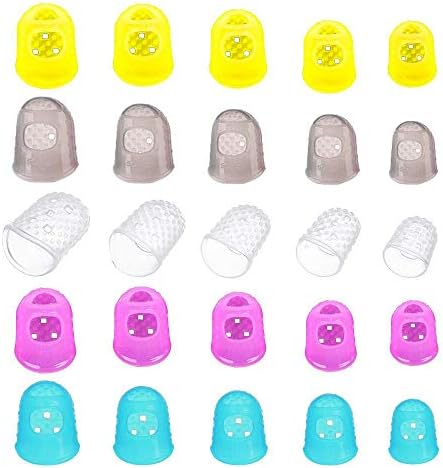 ギター指先プロテクター 指先保護 ギター ベース 指サック シリコンキャップタイプ 多色 フィンガースリーブ 25個セット 激安通販