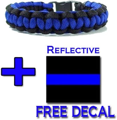 "Thin Blue Line" Paracord Survival Bracelet 8 INCH with Free Decal by Civil Service Supply Company