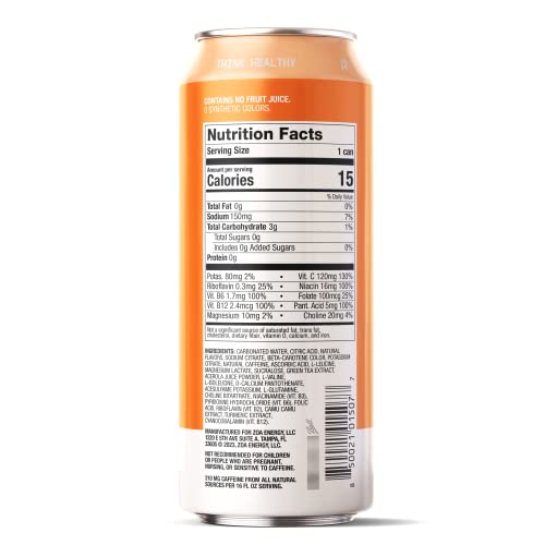 ZOA Zero Sugar Energy Drinks Healthy Energy Formula with Vitamins