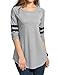 OURS Womens Round Neck Long Sleeve Jersey Shirt Loose Long T-Shirt Tops (XL, Gray)
