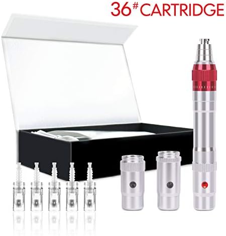 Shake Beauty Derma Auto Pen Microneedle Microneedling Pen - Rechargeable Wireless Dr Beauty Pen - 2 Replacement Batteries - Can be Adjustable -0mm- 0.3mm - Silver
