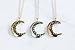 ONDAISY Black Cz Gypsy Planet Half Crescent Sailor Luna Moon Pendant Charm Chain Necklace