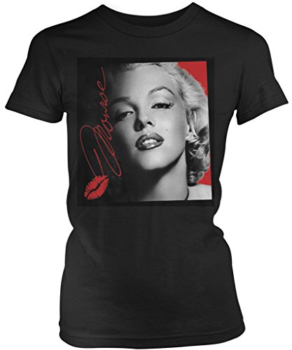 Amdesco Monroe Face, Marilyn Signature Picture Junior's Ladies T-Shirt