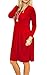 AUSELILY Women's Long Sleeve Pleated Loose Swing Casual Dress with Pockets Knee Length (M, Red)