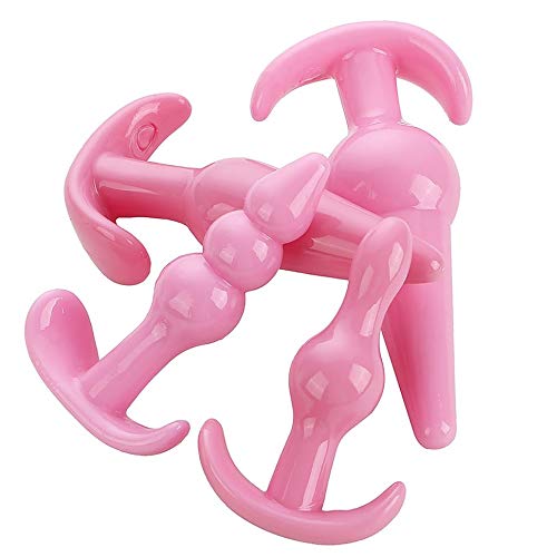 Bu~tt P~lu~g T-bar Base Kit - Training Toys - Erotic Games Role Play - Womens Stimulator - 4 pcs Beginners Anales Set - Best Idea for Gift to Him - Pink