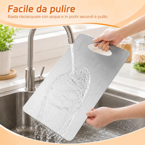 Set of 3 Titanium Chopping Board, S316 Stainless Steel, Double Sided Food Cutting Board, Cutting Board for Vegetables, Fruits, Meat, Panes