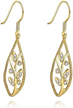 Fashion Jewelry Leaf Crystall Shaped Dangle Earrings For Women Rose Gold Earrings