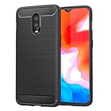 MoKo OnePlus 6T Case, Soft Lightweight TPU Bumper Cover Carbon Fiber Design Anti-Scratch Slim Back Panel Shock Aborsption Cellphone Shell Fit with OnePlus 6T - Black