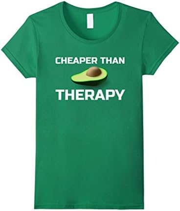 Women's Avocado Lovers T Shirt, Cheaper Than Therapy Large Kelly Green