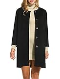 Meaneor Women 3/4 Long Sleeve Single Breasted Solid Vintage Long Jacket Coat