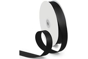 HimBen 1 Inch 100 Yards Polyester Satin Ribbon Black, Solid Color Fabric Ribbon 1 Roll for Gift Wrapping, Wedding Birthday Festival Party Decoration, Craft, Hair Bow, Sewing, Floral