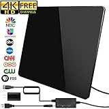 [2019 Newest] HDTV Antenna,Indoor Digital TV Antenna Amplified Support 4K 1080P VHF UHF & Older TV's Digital Antenna with Amplifier Signal Booster,17ft Coax Cable/USB Power Adapter (160Miles)