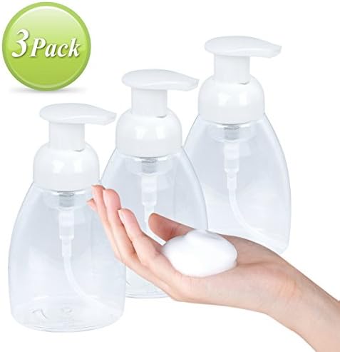 Foaming Soap Dispensers Liquid Soap Bottles with Foaming Pump Set of 3 Plastic Empty Containers Great for Liquid Soap, Dish Soap, Bath Foam and More for Kitchen Bathroom(250ml/8.5oz)