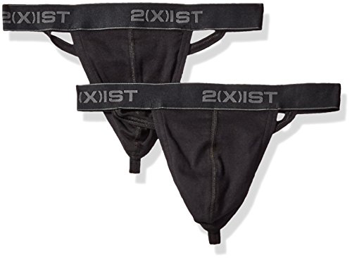 2(x)ist Men's 2-Pack Y-Back Thong, Black, X-Large