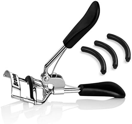 1Pc Woman Silver Eyelashes Curler Supplementer Clip With Black Handle+3Pcs Eyelash Curler Replacement Pads Makeup Tools