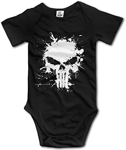 Infant Unisex Punisher Skull Logo Baby Outfits Onesies Short Sleeve Creeper